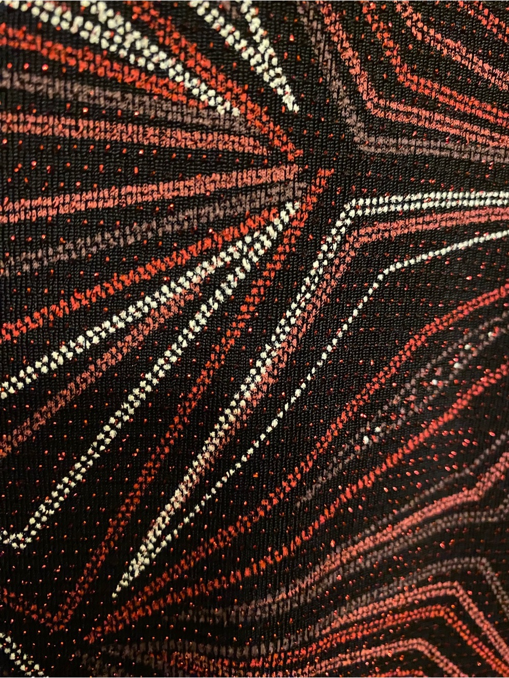 Black Blouse with Red & White Geometric sparkling Detailing